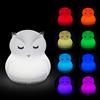 Tianhaixing Luce notturna a forma di animale, ricaricabile, in morbido silicone (senza BPA), luminosità regolabile e 9 colori tramite controllo touch e telecomando (grande gufo)