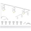 Bravsekai Lampada Faretti Led Soffitto, Gu10 binario Faretti Led da Soffitto Orientabili,Moderna Lampada Soffitto Led 6 Luce, Kit Di Illuminazione a Binario 3000K,Plafoniera Led Parete Barra Cucina