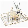 SLHEQING Vassoio decorativo grande a specchio, rettangolare da bagno, in vetro, organizer per cosmetici, organizzatore per toeletta, tavolo da pranzo, bagno e camera da letto