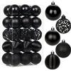 Hollyone 30 palline natalizie con cordini, 60 mm, in plastica infrangibile, ornamenti da appendere all'albero di Natale, per casa, feste, matrimoni e festività, nero
