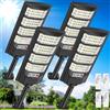 PEAKRO 600W Lampione Solare LED Esterno, 6500K Lampioni da Giardino IP66 Impermeabile con Pannello Solare, Sensore di Movimento, Faro Stradale Esterno Luce Solari per Garage Strada (4 pezzi)