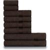 nottoc Set Asciugamani Bagno Marrone Scuro 2, Hotel, 100% Cotone, 2 Telo Doccia 70x140cm + 4 Asciugamani 50x90cm + 2 Asciugamani Ospiti 30x50cm, Asciugamani Bagno Viso e Bidet, Morbidi, Assorbenti