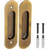PATIKIL Maniglie da Incasso Rettangolari Maniglia Porte a Scomparsa Ante Scorrevoli Armadio Fienile Esterni Ferramenta Set con Viti/Bulloni a Manicotto per Bagno Casa, Bronzo Giallo, 149mm