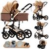 Doraystar Passeggino 3 in 1, Passeggino Trio con Due Modalità di Spinta Reversibile, Trio Passeggino Neonati con Design Pieghevole in Un Clic, Trio Neonato con Grande Nacelle Comoda (588 Khaki)