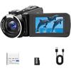 CAMWORLD Videocamera 2.7K Camcorder 48MP zoom digitale 18X Vlogging Camera per Youtube, 3.0 270°Schermo Webcam Video Camera con Scheda da 32 GB & Batteria