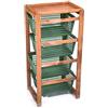 House Collection Carrello salvaspazio, cucina, legno naturale scuro, 4 cestelli in polipropilene, portafrutta 38x32x82h