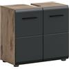 xonox.home Mobile sottolavabo Ice 60 x 54 x 30 cm in corpo Nox Oak Replica e frontale nero opaco - Elegante base per lavabo, elegante e compatto