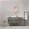 MedaHome Mobile bagno sospeso 120 cm Grey Lavabo a Destra in Ceramica Specchio Tondo Retroilluminato - Fiji Wood