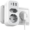 Yioihnm 5 in 1 Presa Multipla Adattatore Italiana Viaggio - 20W Doppia Presa Salvaspazio con 3 Porte USB Caricatore da Muro per Francese Tedesca Spagna Multipresa da Parete Casa, Dormitorio, Ufficio Yioihnm