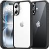 TAURI Cover per iPhone 16 Plus con Pellicola in Vetro Temperato,Trasparente Custodia per Sottile Anticaduta - Nero