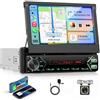 VECHTEL Autoradio 1 Din DAB+ con Carplay Android Auto senza Fili, 7'' IPS HD Retrattile Automatico Schermo Tattile Radio Auto Bluetooth Supporto Mirror Link FM USB/Tipo-C Comandi al Volante Telecamera