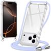 Oelrstfe Cover con Cordino per iPhone 17 Pro, Trasparente Silicone Custodia con Regolabile Collana Laccio Tracolla, Antigraffio Proteggere Case Corda per iPhone 17 Pro, Viola
