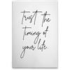 A.S. Création WTD DD133122 - Stampa su tela, motivo: Trust The Timing Of Life, colore: bianco, nero, 40 x 60 cm