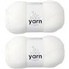 Korbond Baby Yarn - White - 2 x 100g Acrylic Wool - Lightweight, Hypoallergenic & Durable Double Knit Crochet Yarn Knitting Wool