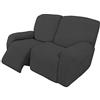 Easy-Going Loveseat - Copridivano elasticizzato per poltrona reclinabile, con fondo elastico, per bambini, 6 pezzi, in spandex e jacquard a quadretti, colore: grigio scuro