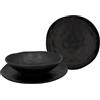 Omniacasa Organic Nero - Servizio Piatti 18 Pezzi in Stoneware Opaco | 6 Piani 25 cm, 6 Fondi 20 cm, 6 Frutta 20 cm | Design organico moderno | Lavastoviglie e microonde