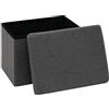 PINPLUS Pouf Rettangolare Contenitore Pieghevole in Tessuto Peluche, Panchetta Salvaspazio per Camera, Salotto e Ingresso, 42x32x32 cm, Grigio