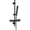 Görbach Colonna Doccia in Acciaio Inox con Mensola per Doccia, Barra Doccia 70cm Asta Doccia Saliscendi con Inox Doccetta, Supporto per Soffione Doccia e Tubo per Bagno, Rettangolare, Nero