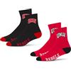 For Bare Feet NCAA UNLV Rebels Quarter Sock Two Pack Team Colors Large