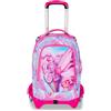 SJ GANG STYLE JAM GANG Trolley Scuola Jack 3 Ruote Plushy Rabbit, Fucsia, 3 in 1, Zaino Triplo Uso con Carrello Sganciabile, 33 L, Zaino Scuola Elementare, Zaino Bambina