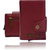 CLICCARTA Portafoglio Slim | Porta Carte di Credito, Portamonete, Portatessere, Banconote | Design Elegante, Brand Italiano, Mini Porta Carte Donna Uomo Unisex - Rosso Bordeaux
