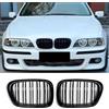 Hengjiayao E39 Griglia Radiatore per BMW serie 5 E39 520i 523i 525i 528i 530i 535i 540i m5 Griglia Paraurti Doppia Lamella Nera Lucida ABS 1999-2003 (For 5er E39 1999-2003)