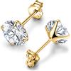 day berlin day.berlin orecchini a perno da donna placcati oro 18k in argento 925, zirconia 7mm, rotondi, senza nichel e resistenti all'acqua