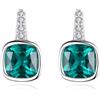 HeyMeili Orecchini a Bottone Argento 925 con Pietre di Nascita Regalo di Zirconia Cubica e Verde Smeraldo per le Donne