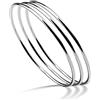 Dankadi Bracciale Finemente Lucidato in Argento 925 2MM di Larghezza, Set da 1/2/3 Impilabile 60 65 68MM di Diametro, Braccialetto da Polso Rotondo Liscio Pieno Semplice Classico DIY per Donna