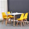 HJhomeheart Set Tavolo da Pranzo e Sedie, 4×Sedie + 1×Tavolo, Design Scandinavia Tavolo Rettangolare Bianco e 4 Sedia Giallo