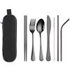 YALiya Set Posate Persone, 8 Pezzi Set di Posate Nere, Posate Acciaio Inox con Coltelli da Bistecca, Elegante Set di Posate, Incluse Forchette, Cucchiai, Coltelli, lavabili in lavastoviglie