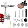 Ysislybin Accessorio Tritacarne, Accessori Kitchen Aid in Acciaio Inox con 4 Dischi di Macinazione 3 Tubi per Insaccati 3 Lame 1 Pestello e 1 Macchina per Hamburger per Tritare Carne Lavorare Frutta Verdura