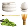 TOPCHANCES Set da tè Matcha con frusta e ciotola, frusta tradizionale in bambù Chasen Matcha e ciotola in ceramica fatta a mano con beccuccio (bianco)