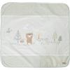 roba Coperta Woodland Buddies 80 x 80 cm - Plaid Double Face Morbido - Cotone & Pile Ultra-Soffice - Motivo Orso, Coniglio & Ape - Verde Pastello & Grigio Argento