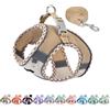 AIITLE Pettorina per cani anti-fuga, gilet anti-tiro con guinzaglio, strisce riflettenti, imbracature regolabili per animali domestici all'aperto per cani di taglia media, Marrone-Beige XXXS