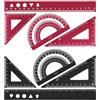 MSDADA Set di 8 righelli da 20 cm, in lega di alluminio, goniometro matematico, set di strumenti ideali per disegnare, misurare studenti, insegnanti, architetti, ingegneri (nero + rosso)