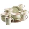 MÄSER Lumaca Servizio da Colazione per 6 Persone, Stile Vintage, in Ceramica Dipinta a Mano, Set da 18 Pezzi, Colore Verde, Gres porcellanato