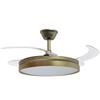 DRW Ventilatore da soffitto con Luce e 3 Pale retrattili in Metallo e Acrilico in Oro Opaco Zenith 53x106x106 cm, Multicolore, Medidas: 106x106x53 cm
