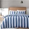 Catherine Lansfield Cove - Set copripiumino singolo reversibile con federa, motivo a righe, colore: blu