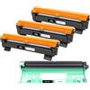 Veson 3 x Toner TN1050 TN-1050 e 1 x Tamburo DR-1050 compatibili per Brother HL-1112A HL-1112E Serie HL-1112 HL-1201 HL-1210W HL-1211W HL-1212W MFC-1810E MFC-1815 MFC-1910 W (Kit da 4)