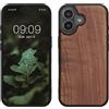 kwmobile Custodia Compatibile con Apple iPhone 17 Cover - Protezione in Legno per Smartphone - Back Case con Bumper in Silicone TPU - Marrone Scuro