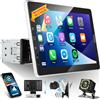 Techschermo Autoradio 1 Din con Carplay Wireless e Android Auto - Touchscreen IPS Staccabile da 10,1 Pollici con Mirror Link Wireless, Equalizzatore, Radio AM/FM/RDS, Bluetooth, SWC + Telecamera di Retromarcia