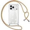 Yoedge Cover con Cordino per iPhone 17 Pro 6,3, Trasparente Aesthetic Disegni Fiori Custodia con Collana Tracolla Laccio Collo, Sottile TPU Silicone + PC Antiurto Protettiva Case per iPhone 17 Pro,13