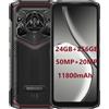 DOOGEE Smartphone Rugged Blade 20 Pro, 24GB+256GB, Altoparlante 125dB(3,5W), Batteria 11800mAh&15,8mm Sottile, 50MP+20MP Visione Notturna, Android 15 Gemini AI, 6,6'' HD+, Supporta 3 Schede, Rosso