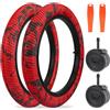 ZUKKA Confezione da 2 pneumatici da bicicletta 30 TPI da 16 pollici, 16 x 2,10, guaina 56-305 Plus, 2 pezzi, tubo da 16 pollici, 16 x 1,75/2,125 AV35 mm, per MTB, mountain bike, BMX, rosso, nero
