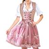 ZQEJEFD Dirndl da Donna, 3 Pezzi Costume da Oktoberfest con Vestito da Dirndl, Grembiule, Camicetta, Costume Tradizionale Vestito Midi per Oktoberfest,Corto Tradizionale Abito per Carnevale Bavarese,L
