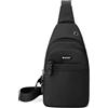 zhongningyifeng Borsa a tracolla per uomo donna, piccola borsa toracica in nylon impermeabile leggero, mini zaino a tracolla per escursionismo, Nero