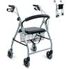 Mobiclinic®, Deambulatore per anziani, Fabbricato in alluminio, Leggero, Pieghevole, Resistente, Freni a maniglia, Rollator, Seduta e 4 ruote, Modello alhambra, Marchio europeo, Colore grigio