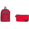 Jansport SuperBreak One Zaino, 42.5 cm, 26 L, Rosso (Red Tape) + Medium Accessory Pouch Astuccio, 22 cm, 0.8 L, Rosso (Red Tape)