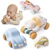 Moonkie Surf & Go Macchinine per Bambini, Set da 5, Regalo Bambino 1 2 3 Anno, Giochi Bambini in Silicone 6 Mesi+, Senza BPA, Massaggia Gengive Neonati, per Maschi e Femmine, Giochi Montessori